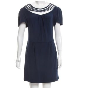 EUC Loeffler Randall silk mini dress pockets navy